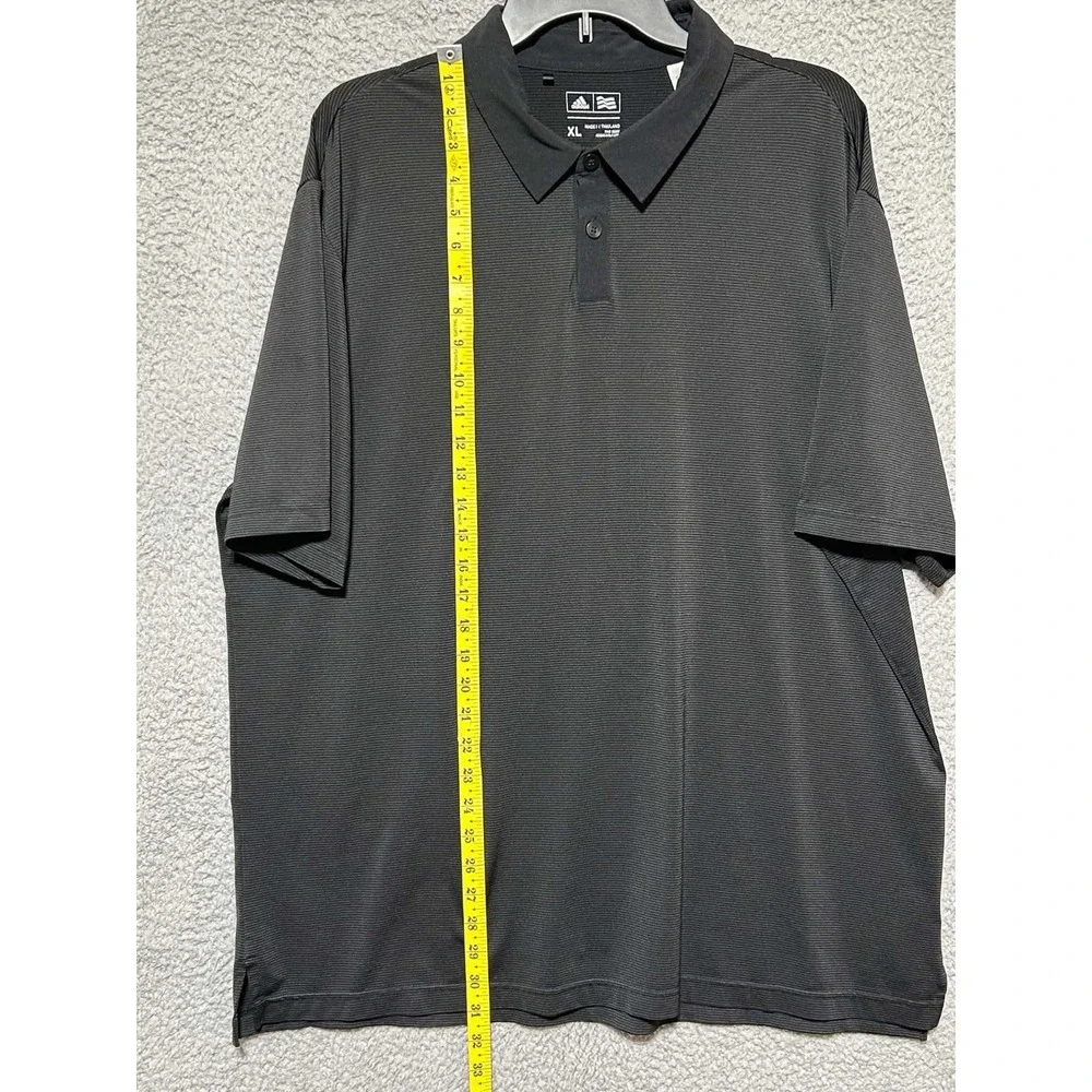 Adidas Golf Polo Shirt Mens XL Black Striped Performance Short Sleeve
